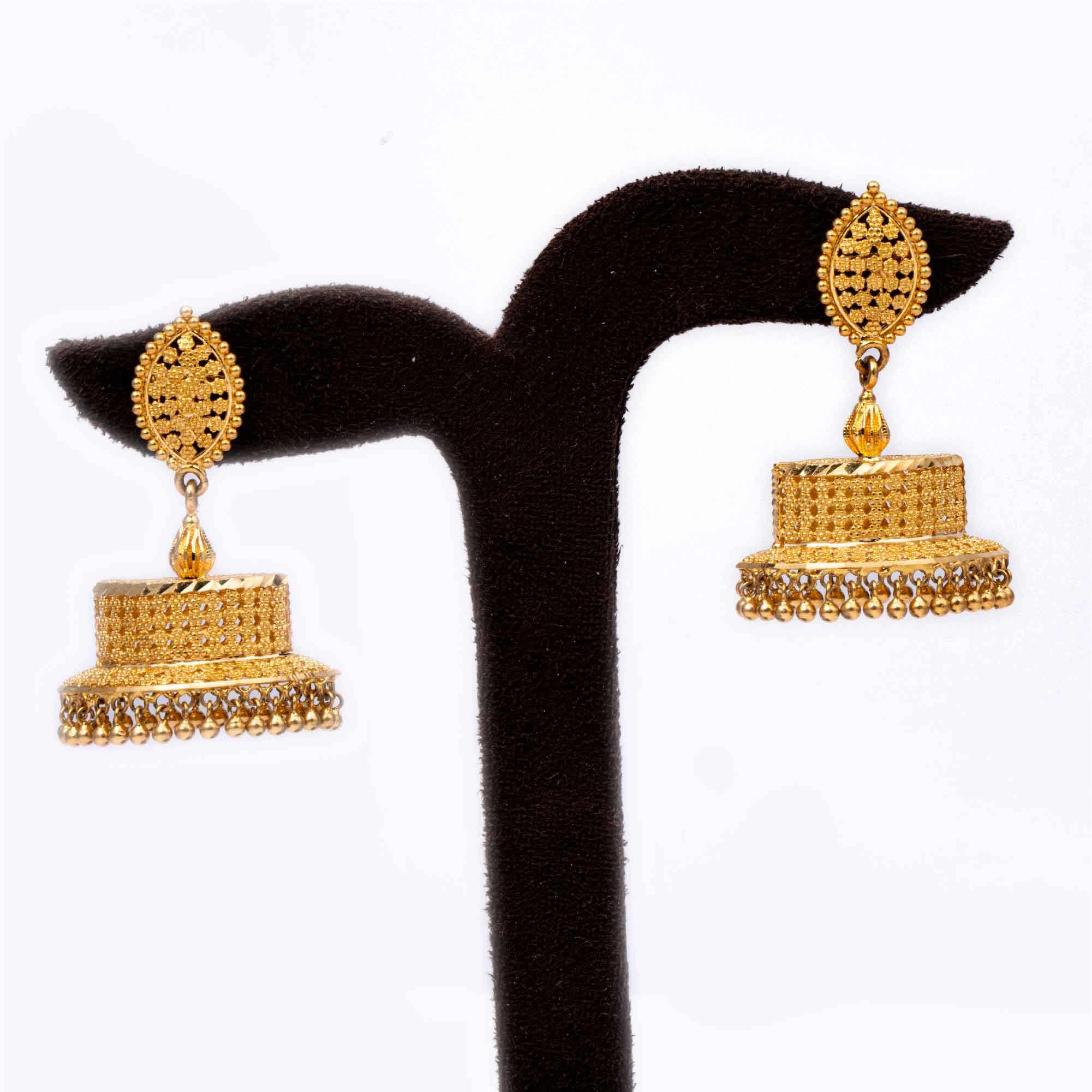 ornate petite floral gold earrings